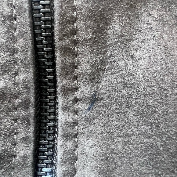 MANGO LEATHER BROWN Suede BLACK Colorblock WOMEN'S JACKET Zip up Bomber SIZE XS - Picture 5 of 15